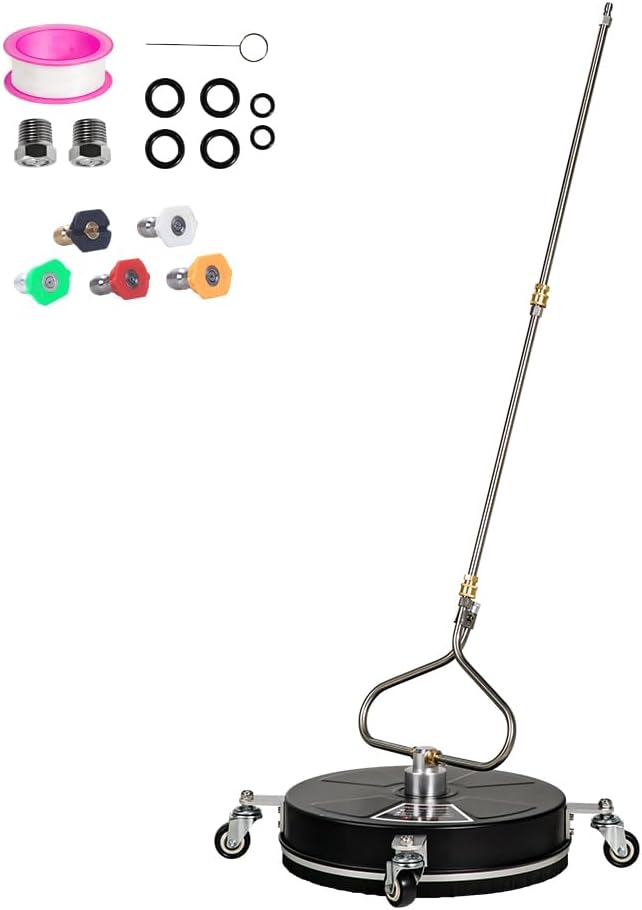 SCITOO 15" Pressure Washer Surface Cleaner 4000 PSI with 4 Wheels,1/4" Quick Connector and Washer Accessories for Concrete, Patio, Sidewalk, Deck and Driveways