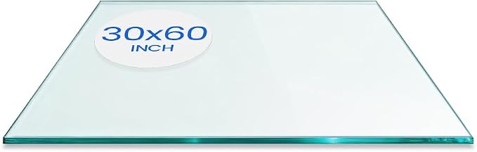 Dulles Glass 30X60 inch Rectangular Glass Table Top - Tempered - 1/4" Thick Glass Surface, Safe Flat Polished, Eased Corners, Multipurpose for Dining, Patio, Coffee and End Table