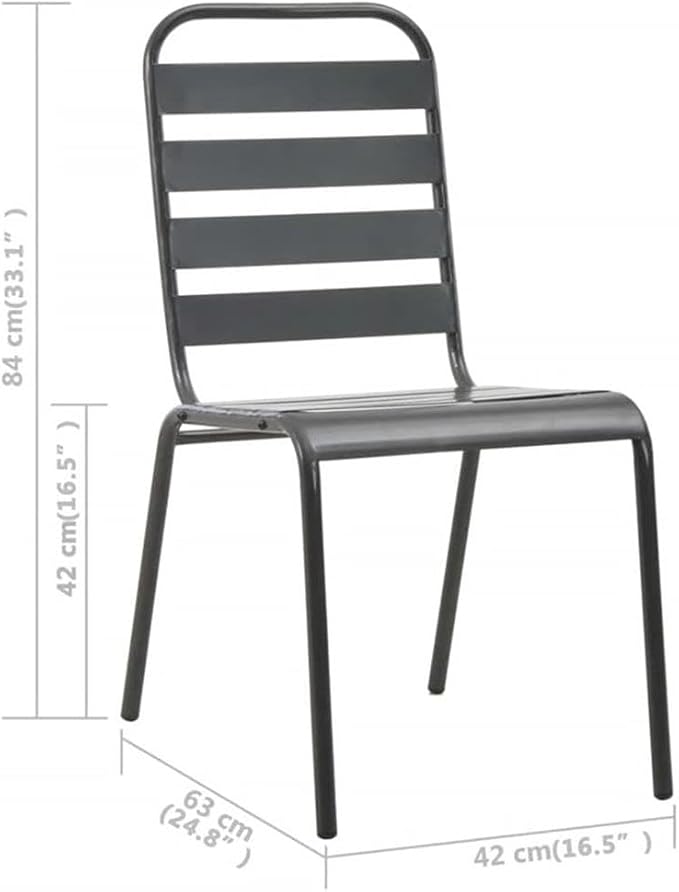 Bowery Hill 5-Piece Steel Patio Dining Set, E-Coated Powder-Coated Finish in Dark Gray, Includes Table and 4 Stackable Chairs, Modern Style, Indoor/Outdoor Use, Perfect for Garden, Terrace, or Balcony