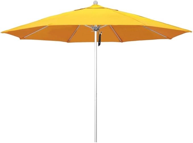 California Umbrella 11' Rd. Venture Series Contract Grade Patio Umbrella, Pulley Open, Silver Finish, Lemon Olefin