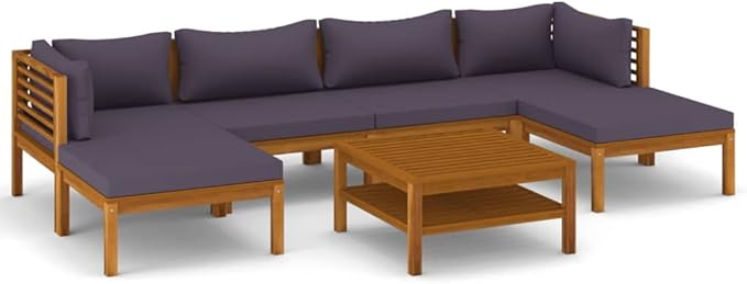 7 Piece Patio Lounge Set,Outdoor Garden Conversation Set,Patio Outdoor Set Suitable Suitable for Patio,Deck,Balcony,Garden with Cushion Solid Acacia Wood
