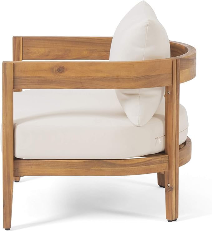 Merax 4pcs Outdoor Acacia Wood Conversation Set with 2 Chais,Loveseat and Coffe Table,with Cushions for Patio,Garden