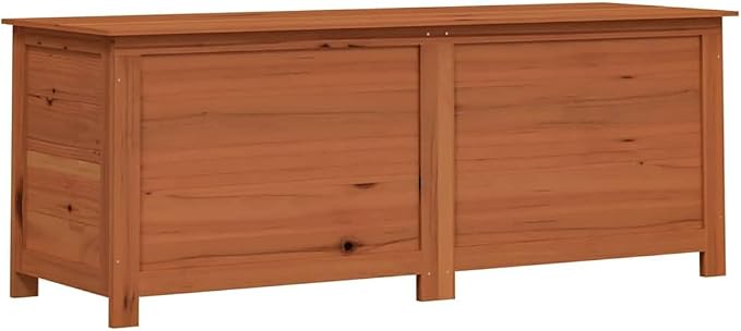 Solid Fir Wood Outdoor Cushion Box, Brown Rectangular Storage Box for Patio Garden Deck, Large Capacity for Cushions Toys Blankets