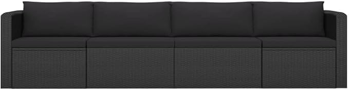 Patio Furniture Set,Outdoor Sectional Furniture Set,Outdoor Dining Set Sectional Sofa Patio Conversation Set,4 Piece Patio Sofa Set with Cushions Poly Rattan Black