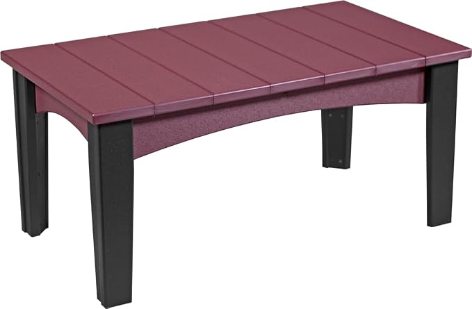 LuxCraft Island Coffee Table – HDPE Poly Lumber Outdoor Patio Table, Weather-Resistant Coastal Style, Low-Maintenance Durable Design (Cherrywood & Black)