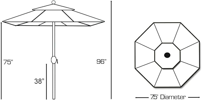 Galtech Market Umbrella, Premium Octagon Design with Auto Tilt for Patio Garden Pool (7.5-FT Antique Bronze Frame Sunbrella: Antique Beige)