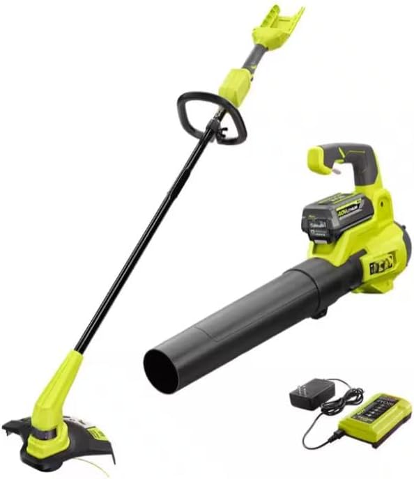 RY40970VNM Fits For RYOBI 40V Cordless Battery 12 in. String Trimmer and 450 CFM 120 MPH Blower Combo Kit 2-Tools with 4.0 Ah Battery and Charger