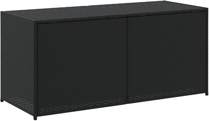 Outdoor Garden Storage Box, Patio Rattan Deck Box, Multifunctional Wicker Storage Box,Rattan Storage Bin, Outdoor Storage Container, Black 74.8 Gal Poly Rattan