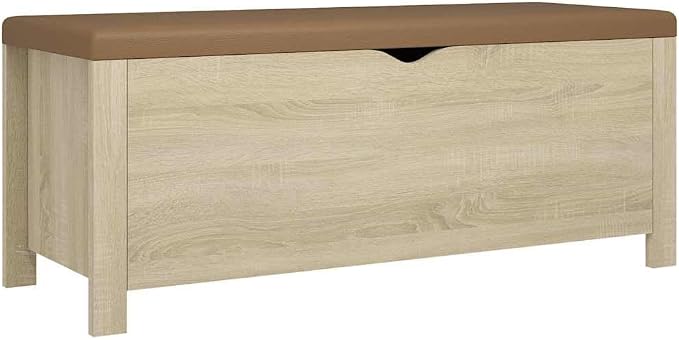 Storage Box with Cushion Sonoma Oak Storage Bench, 41.3"x15.7"x17.7", Engineered Wood Trunk with Thickly Padded Seat for Sitting and Storing Clothes Toys Books
