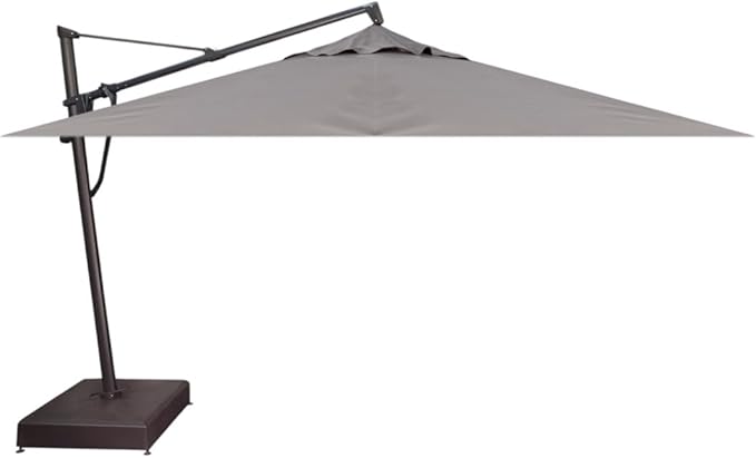 Treasure Garden AKZ PLUS Cantilever Umbrella 10'x13' Rectangular Obravia Boulder Canopy and Black Frame with Stationary Base