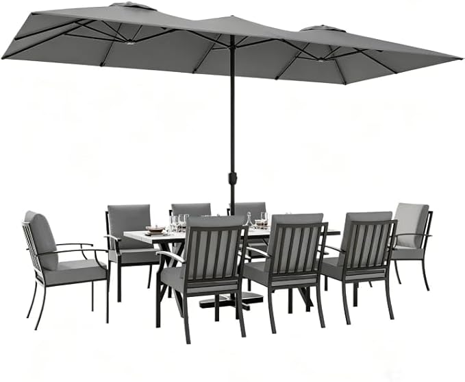 ALAULM 14FT Waterproof Patio Umbrella Outdoor Reversible Rectangular Large Market Umbrella