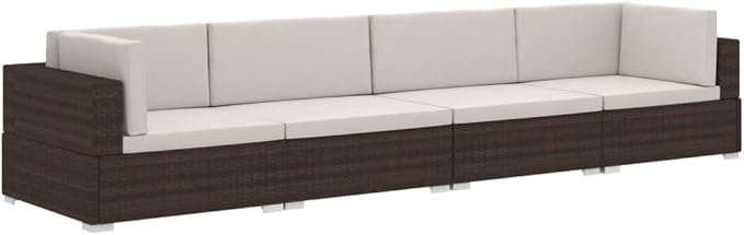 Patio Sofa Set with Cushions,Outdoor Patio Furniture,Conversation Furniture,Patio Furniture Sets,for Terrace,Garden,Backyard,4 Piece Poly Rattan Brown