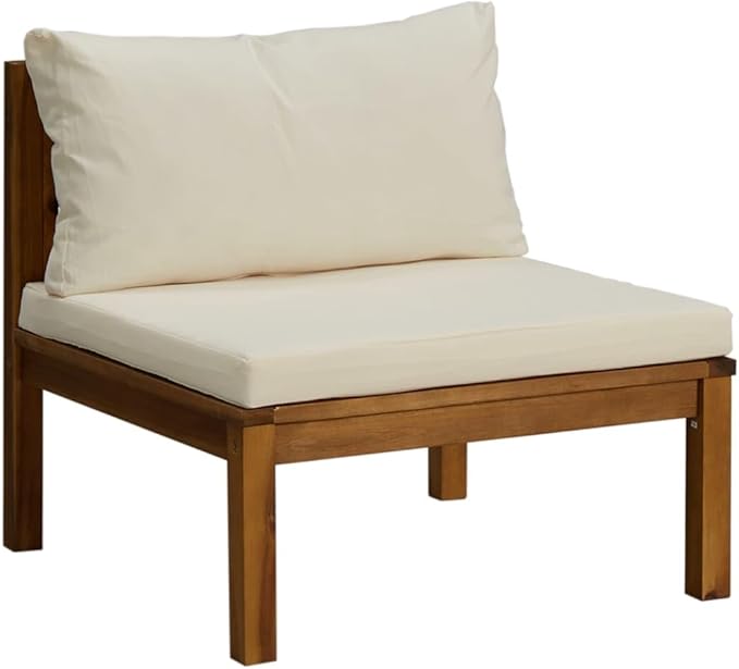 6 Piece Patio Lounge Set, Outdoor Dining Sets Patio Conversation Set Garden Lounge Set Sectional Sofa for Exhibition Poolside Piazza Negotiation Area with Cream Cushion Solid Acacia Wood