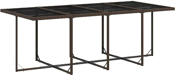 13-Piece Garden Dining Set for 12, Rectangular Synthetic Poly Rattan Outdoor Table and Chairs, Weather-Resistant Furniture for Patio Backyard Brown