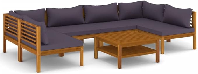 7 Piece Patio Lounge Set,Outdoor Garden Conversation Set,Patio Outdoor Set Suitable Suitable for Patio,Deck,Balcony,Garden with Cushion Solid Acacia Wood