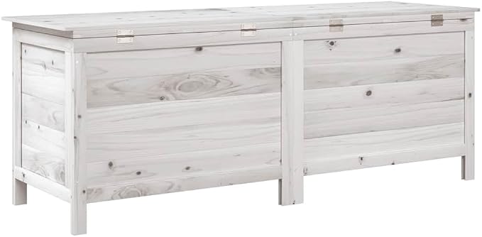 Outdoor Garden Storage Box, Large Wooden Deck Box for Patio Cushions, Toys and Garden Tools, Solid Fir Wood Storage Chest with Weather Resistant Finish, 59.1 x 19.7 x 22.2 Inches
