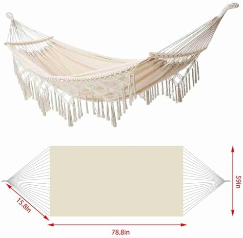 Hammock, Hammock Swing Outdoor Hammock Hanging Swing Swing Bed Double Deluxe Hammock Hamacas for Indoor Outdoor Patio Yard Garden (White)