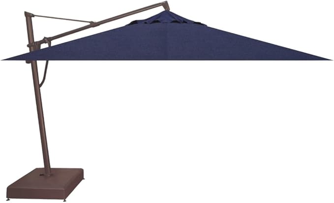 Treasure Garden AKZ PLUS Cantilever Umbrella 10'x13' Rectangular Sunbrella Spectrum Indigo Canopy and Bronze Frame with Stationary Base