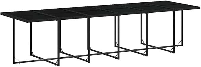 17-Piece Outdoor Dining Set, 16-Seater Garden Table and Rattan Chairs with Cushions for Patio Backyard Deck, Black and Cream
