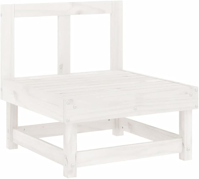 6 Piece Patio Lounge Set White Solid Pine Wood Outdoor Furniture, Modular Garden Conversation Set with Ottoman Coffee Tables for Small Patio Balcony Porch