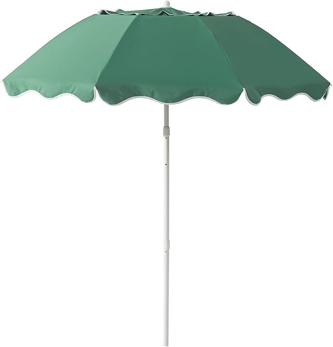 7.2FT Patio Beach Umbrella, Adjustable Height and Tilt Design, UPF 50+ Sun Protection with Silver Coating, Wind-Resistant Fiberglass Ribs, Portable 2-Fold Design, Includes Carry Bag, Base Not Included