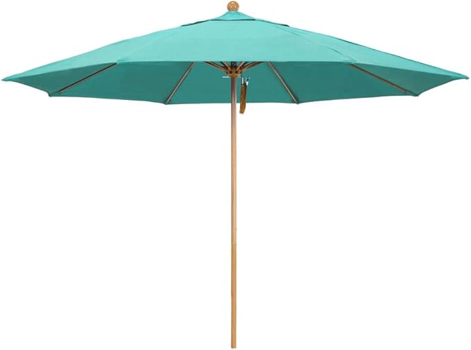 California Umbrella 11' Rd. Venture Series Contract Grade Patio Umbrella, Pulley Open, Silver Finish, Sunbrella Aruba