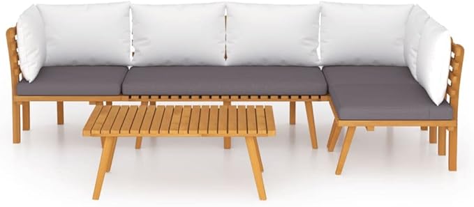 Patio Lounge Set with Cushions,Patio Furniture Sets,Patio Conversation Sets,Outdoor Furniture Sets,for Garden,Backyard,Outdoor,5 Piece Solid Acacia Wood