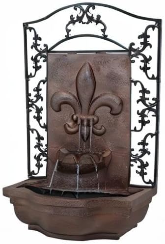 Sunnydaze French Lily 33" Outdoor Wall Water Fountain with Pump and Panel - Iron - Solar-Powered