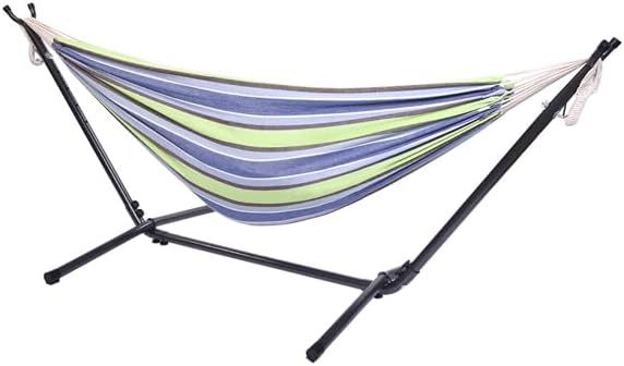 Double Hammock with Steel Stand for Outside,Portable Space Saving Heavy-Duty Steel Frame Hammock w/Portable Carrying Bag for Indoor Outdoor Patio Yard Camping,Easy Assembly,600 lbs Capacity (Green)