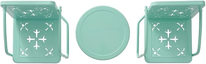 Crosley Furniture Azalea 3-Piece Vintage Outdoor Chair and Side Table Set, Retro Metal Patio Conversation Sets, Aqua Gloss