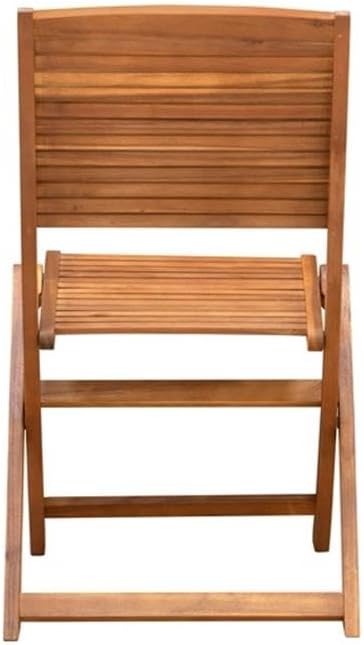 Pemberly Row Contemporary 5-Piece Outdoor Patio Dining Set, Natural Oil Finish, Rectangular Table with Folding Chairs, Lightweight Design, Space-Saving Outdoor Dining Furniture for Patio or Garden Use