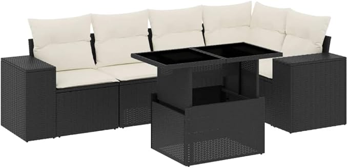 Garden Sofa Set Black, Cream White Patio Conversation Set Patio Dining Ensemble for Balconies