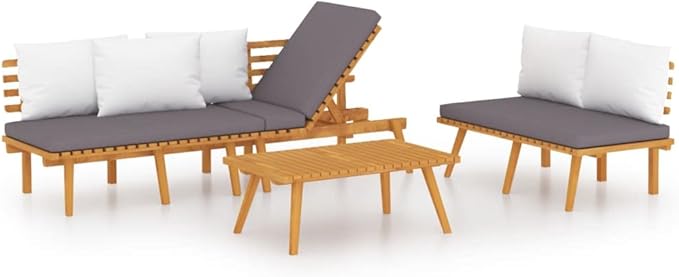 Patio Lounge Set with Cushions,Patio Furniture Sets,Patio Conversation Sets,Outdoor Furniture Sets,for Garden,Backyard,Outdoor,3 Piece Solid Acacia Wood