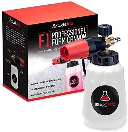 Suds Lab F1 Professional Foam Cannon with 32 Ounce Canister | Adjustable Foam Nozzle, Quick Connect Pressure Washer, Car Washing