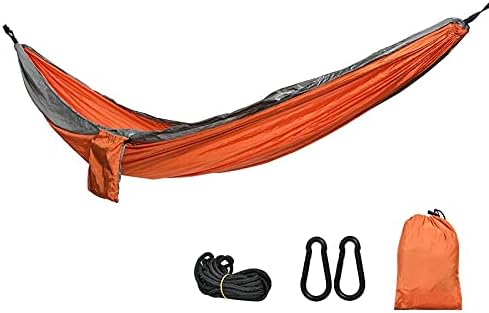 Camping Hammock, Camping Hammock 270 x 140 cm Portable Hammock with Straps and Carabiner, Lightweight Parachute Hammocks Camping Accessories(Orange)