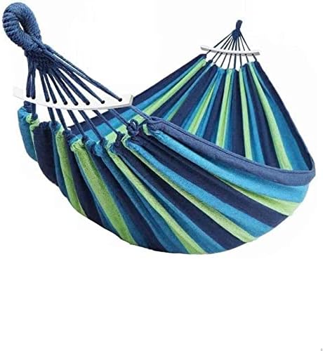 Outdoor Hammock Portable Garden Hammock Sports Home Travel Camping Swing Canvas Stripe Hang Bed Hammock Double Single People (260x80 Blue)
