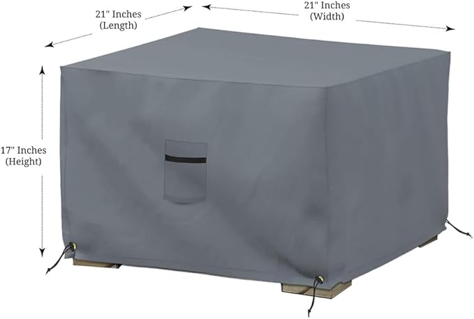 Covers & All Outdoor Ottoman Slipcover, 12 Oz PVC Polyester, Waterproof Ottoman Cover Resists Tear and UV, Square Patio Furniture Covers for Indoor/Outdoor Use (21" L x 21" W x 17" H, Gray)