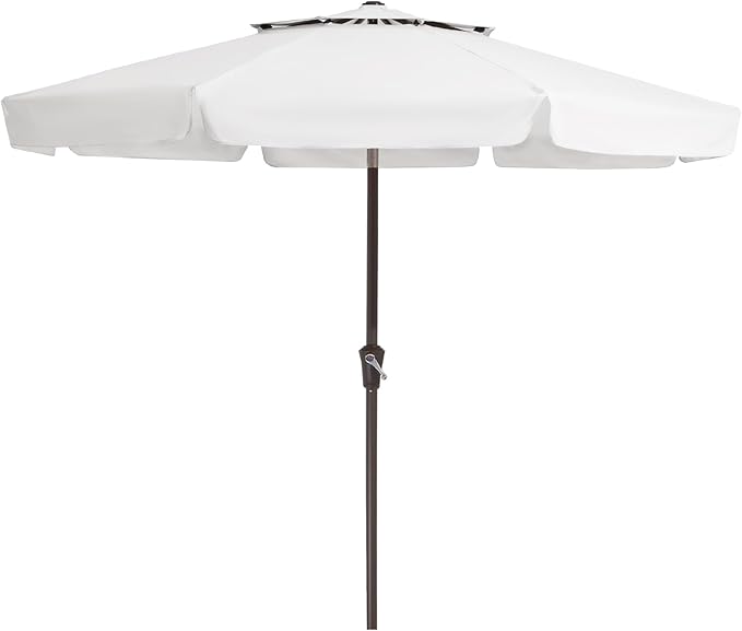 JEAREY 9' 2-Tiers Patio Umbrellas Outdoor Market Table Umbrella w/Push Button Tilt/Crank, 8 Sturdy Ribs, UV Protection Waterproof Sunproof(Cream White)
