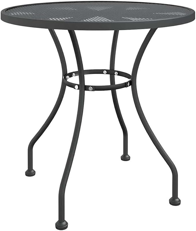 BOWERY HILL Contemporary 5-Piece Patio Dining Set, Anthracite and Gray Finish, Foldable Metal Chairs with Adjustable Backrests, Round Table, Weather-Resistant Design for Outdoor Garden or Terrace Use