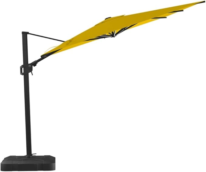 Midtown Umbrellas 9x9 Ft Outdoor Cantilever Patio Umbrella w/Sunbrella Terracotta Fabric - Tilt 360° Rotate Offset Patio Umbrella, Deck Patio Umbrella, Backyard Umbrella & Garden Umbrella - Black Frame