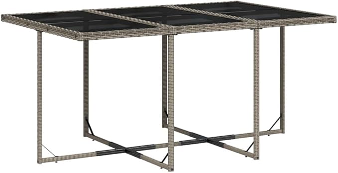11 Piece Patio Dining Set Gray Poly Rattan with Cushions for Garden Backyard or Patio