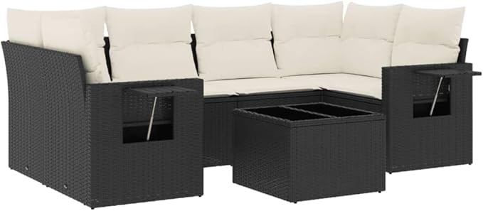 Patio Sofa Set Black, Cream White Outdoor Conversation Set Garden Furniture Collection for backyards