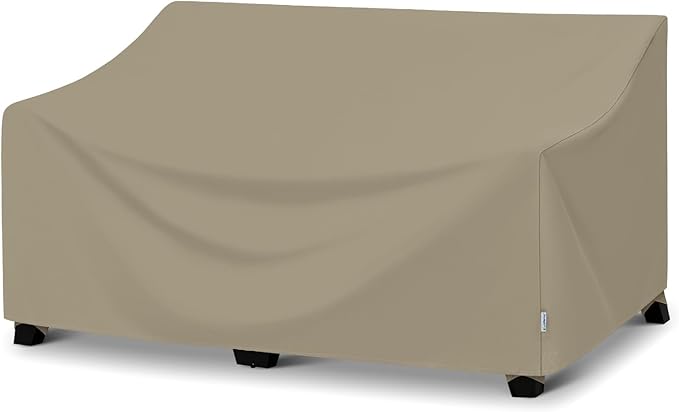 SunPatio Outdoor Sofa Cover 60 Inch, Heavy Duty Waterproof Patio Loveseat Cover 2-Seater, All Weather Protection Outdoor Couch Protector for Patio Furniture, 60" W x 36" D x 30" H, Taupe