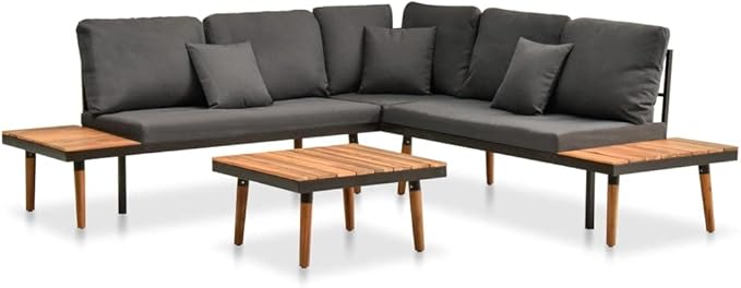 Patio Lounge Set with Cushions,Outdoor Tables and Chairs,Outdoor Furniture Sets,Patio Conversation Sets,for Garden,Deck,Backyard,4 Piece Solid Acacia Wood