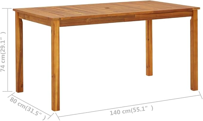 Outdoor Wooden Table,Rustic Farmhouse Style Dinner Table,Dining Table for Kitchen, Dining Room & Living Room,Patio Table 55.1"x31.5"x29.1" Solid Acacia Wood