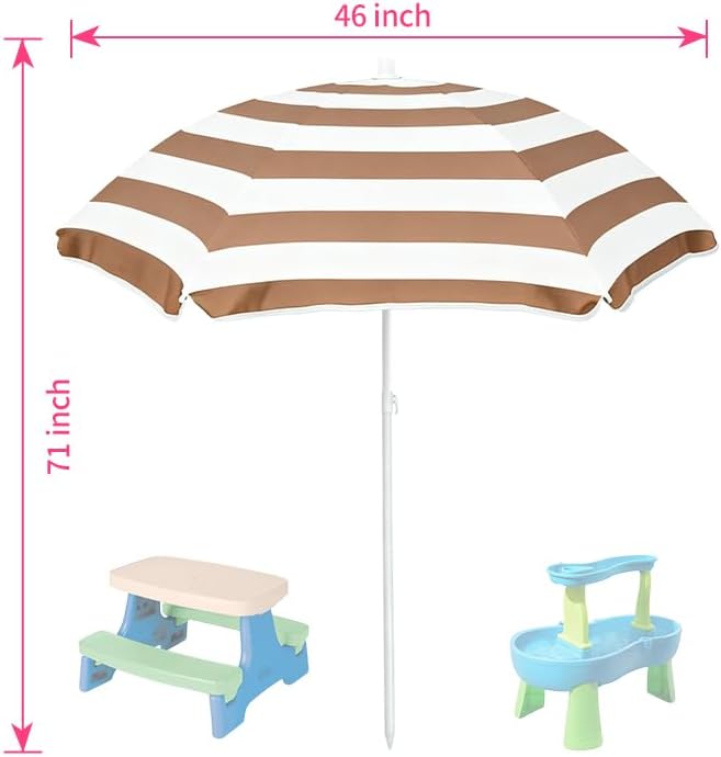 Water Table Umbrella,Kids Beach Umbrella & Picnic Table Shade,Ideal for Sand Play,Camping,Beach Trips,and Garden Fun.Lightweight Yet Durable