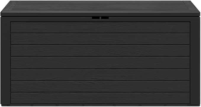 Outdoor Storage Box, 290 Gallon Garden Container, Patio Deck Bin for Cushions and Tools, 45.7 x 17.3 x 21.7 Inch Polypropylene Organization Chest, Anthracite