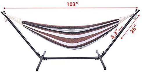 Hammock Set (Hammock Frame Small Color Bar) Natural Rope (Coffee bar)