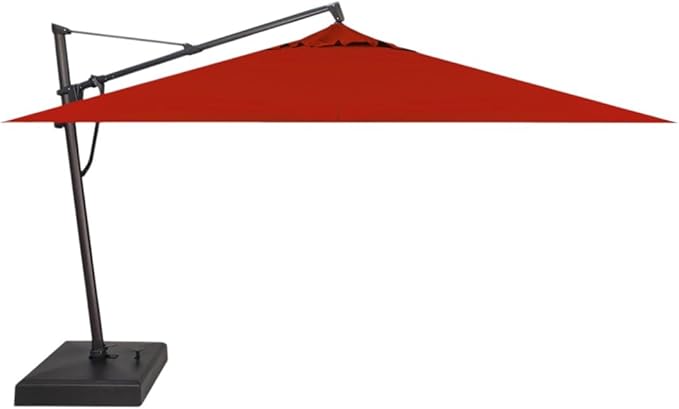 Treasure Garden AKZ PLUS Cantilever Umbrella 10'x13' Rectangular Sunbrella Jockey Red Canopy and Black Frame with Rolling Base