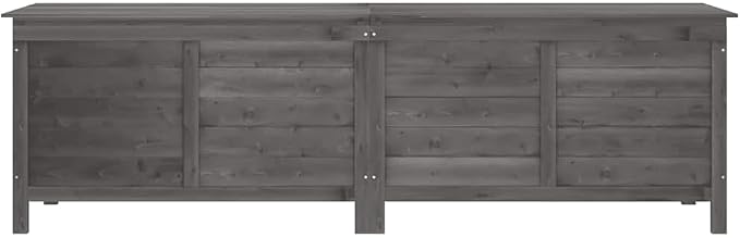 78" Anthracite Outdoor Storage Box Solid Fir Wood Deck Container Garden Cushion Chest with Ventilated Slatted Base for Patio Backyard Terrace